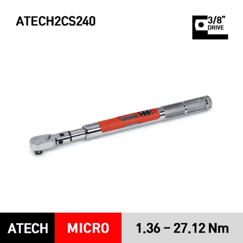 ATECH2CS240 3/8&quot; Drive Flex-Head TechAngle® Micro Torque Wrench (12-240 in-lb) (1.36-27.12 Nm) 스냅온 3/8&quot; 드라이브 마이크로(미니) 디지털 토크렌치 토르크렌치