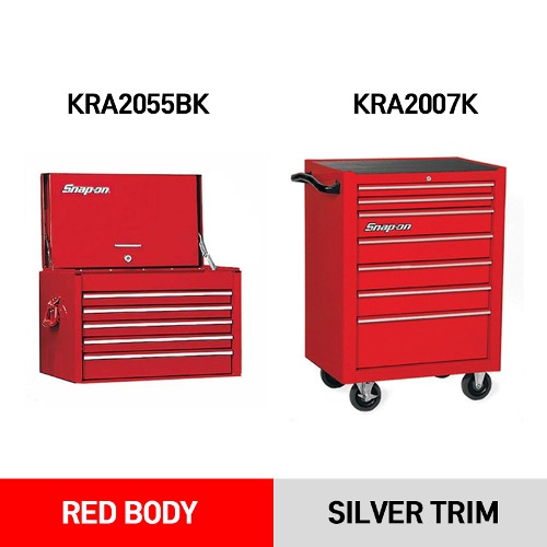 KRA2055BK 5 Drawer Top Chest (Red) + KRA2007K 7 Drawer Roll Cab (Red) 스냅온 탑체스트 (5 서랍) + 프로메케닉용 툴박스 기본형 (7 서랍) 세트