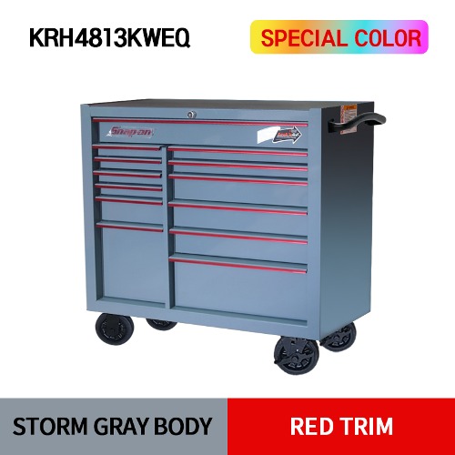 KRH4813KWEQ 40&quot; 13-Drawer Double-Bank Heritage Series Roll Cab (Storm Gray / Red) 스냅온 헤리티지 시리즈 리미티드 에디션 40인치 13서랍 툴박스 (스톰그레이/레드)