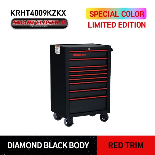 KRHT4009KZKX 26&quot; Nine-Drawer Single Bank Heritage Series Roll Cab  Limited Edition(DIAMOND BLACK / RED) 스냅온 헤리티지 시리즈 리미티드 에디션 26&quot; 싱글 뱅크 9도어 툴박스 (다이아몬드블랙/레드) SMART CLOSER Ⅱ 탑재