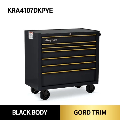 KRA4107DKPYE 40&quot; 7-Drawer Single Bank Heritage Series Roll Cab (Black Body X Gold Trim X Black Caster) 스냅온 헤리티지 시리즈 40인치 7 서랍 툴박스 (블랙바디 X 골드트림 X 블랙캐스터)