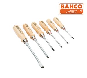 BAHCO 9710/S6 Slotted/Phillips Nut Driver Set with Wooden Handle 바코 우드핸들 십자/일자 드라이버 세트