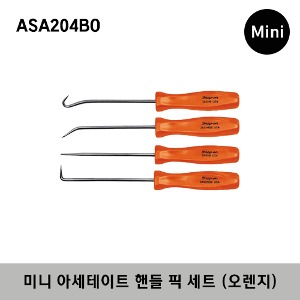 ASA204BO Mini Acetate Handle Pick Set (Orange) (4 pcs) 스냅온 미니 아세테이트 핸들 픽 세트 (오렌지) / 세트구성 : 3ASABO, 3ASHBO, 3ASH45BO, 3ASH90BO