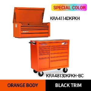 KRA4114DKPKH 40&quot; 4 Drawers Top Chest (Orange/Black) (상단) &amp; KRA4813DKPKH-BC 40&quot; 13 Drawers Double Bank Roll Cab (Orange/Black) (하단) 스냅온 탑 체스트 &amp; 롤 캡 프로용 툴박스 세트상품