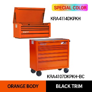 KRA4114DKPKH 40&quot; 4 Drawers Top Chest (Orange/Black) (상단) &amp; KRA4107DKPKH-BC 40&quot; 7 Drawers Single Bank Roll Cab (Orange/Black) (하단) 스냅온 탑 체스트 &amp; 롤 캡 프로용 툴박스 세트상품