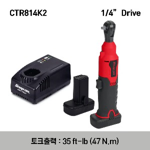 CTR814K2 14.4 V 1/4&quot; Drive MicroLithium Cordless Ratchet Kit (Red) 스냅온 14.4 V 1/4&quot; 드라이브 마이크로리튬 무선 라쳇 키트 (레드)