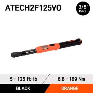 ATECH2F125VO 3/8&quot; Drive TechAngle® Flex-Head Torque Wrench (5–125 ft-lb)(6.8-169 Nm) 스냅온 3/8&quot; 드라이브 디지털 토크렌치 토르크렌치 (블랙바디/오렌지)